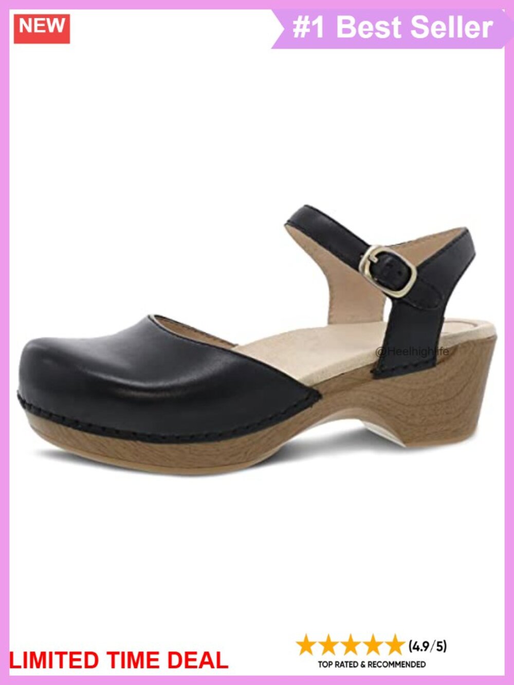 Dansko Sam Women's Leather Mary Jane Clogs Closed Toe Comfort Sandals
